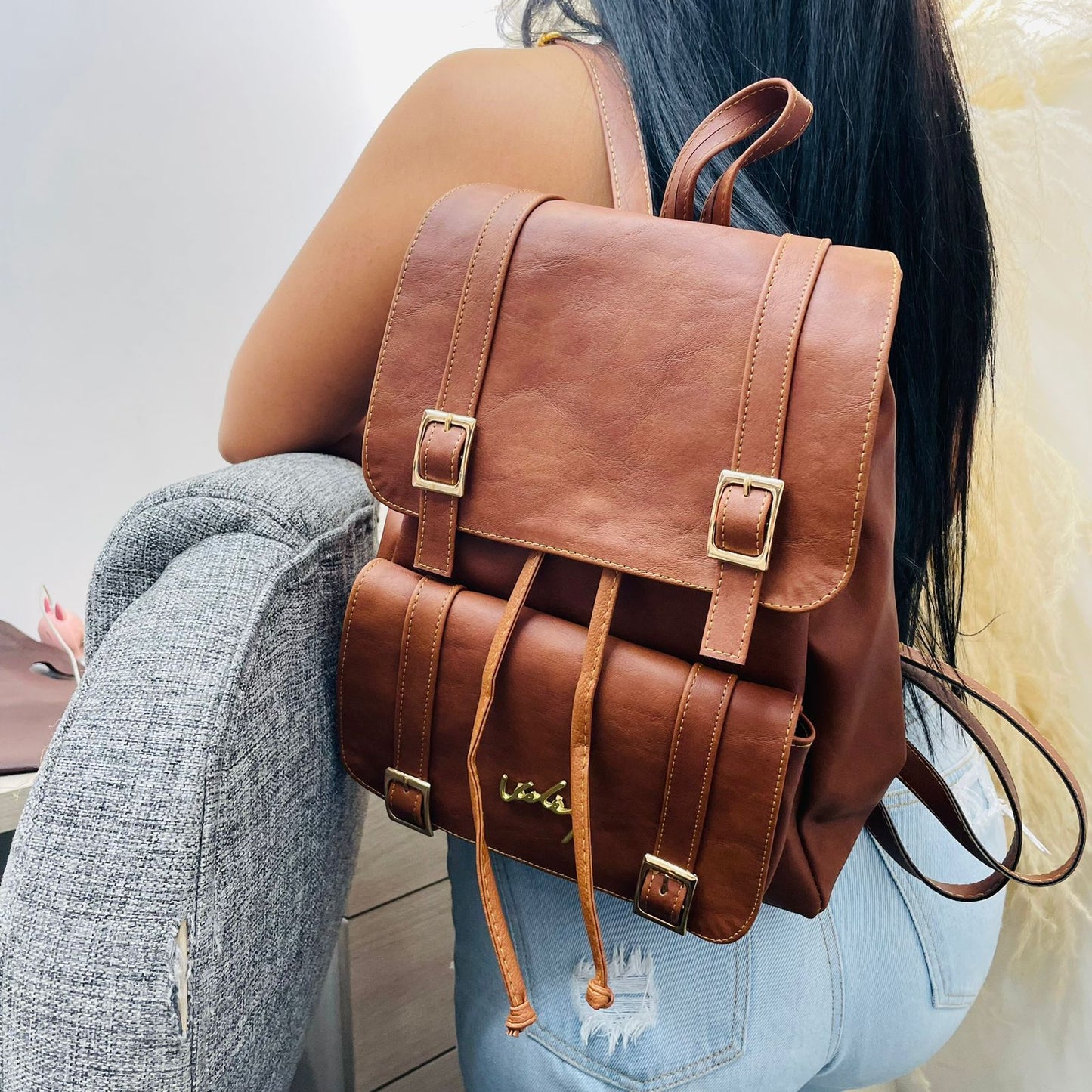 🌟 Morral Sahara Chic 👜✨Cuero vegano de alta calidad